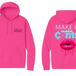 Pink Graphic Hoodie with Lip Design